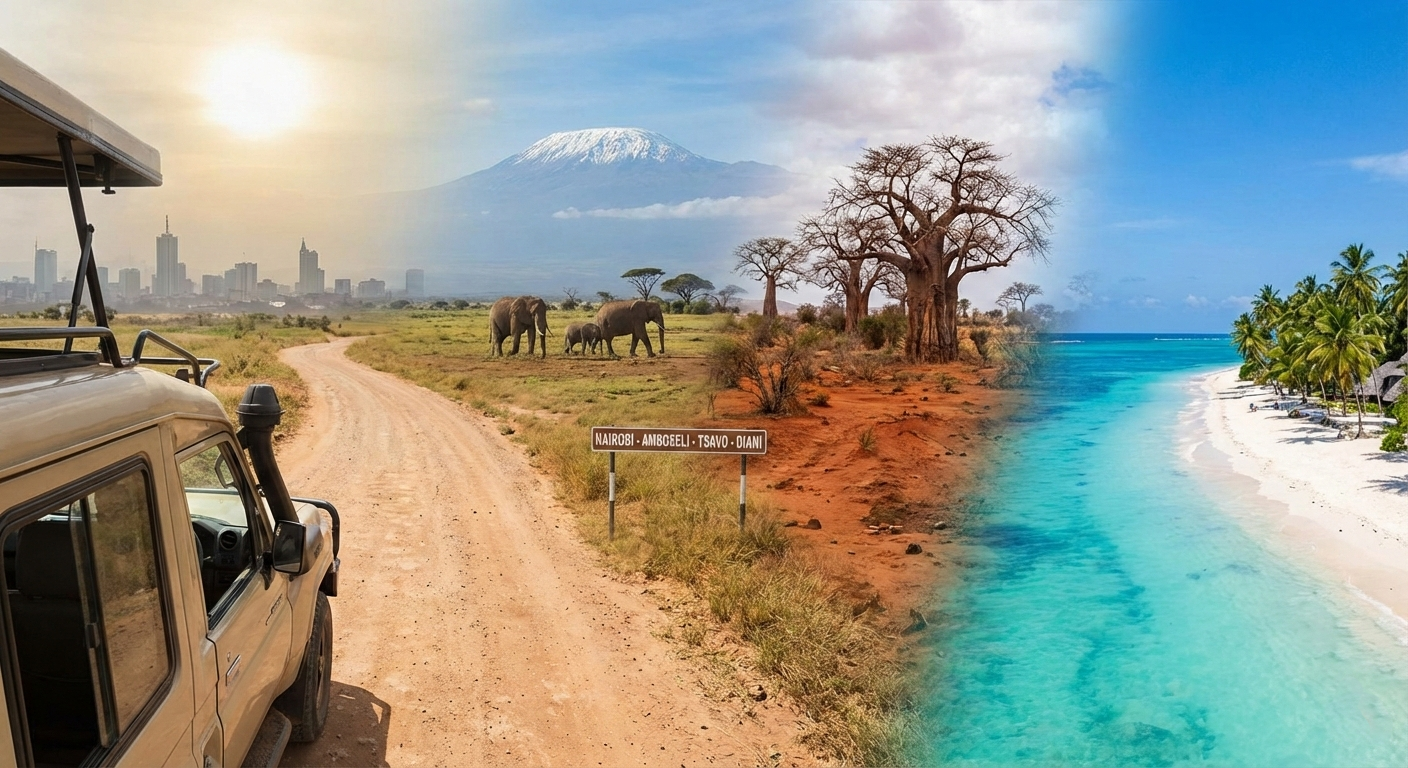 4-Day Nairobi To Diani Safari Via Amboseli & Tsavo 2026